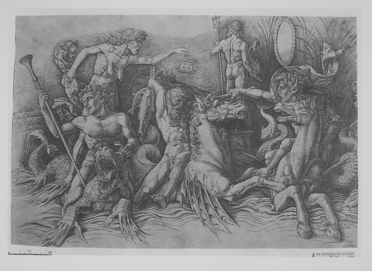The Battle of the Sea Gods (left portion of  frieze), Andrea Mantegna (Italian, Isola di Carturo 1430/31–1506 Mantua), Engraving
