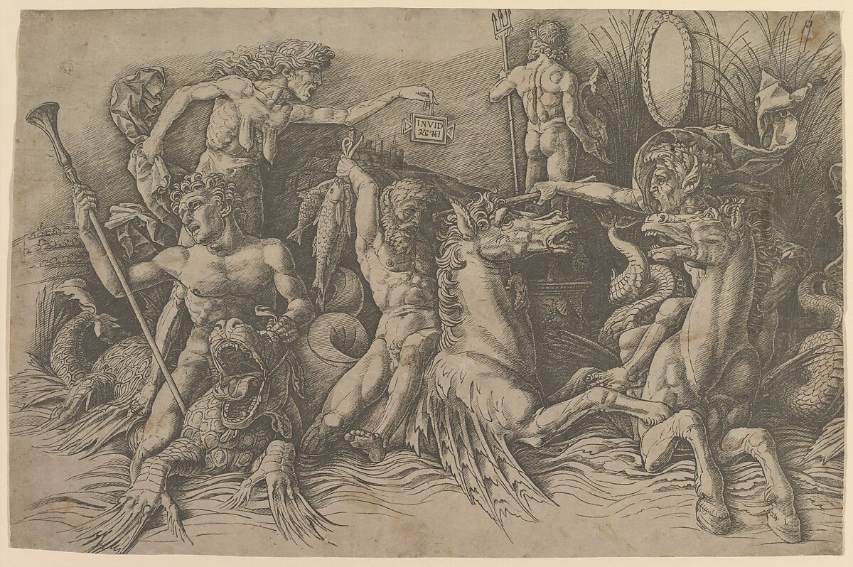 The Battle of the Sea Gods (left portion of  frieze), Andrea Mantegna  Italian, Engraving