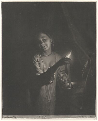 Young Woman Holding a Candle in a Bedchamber