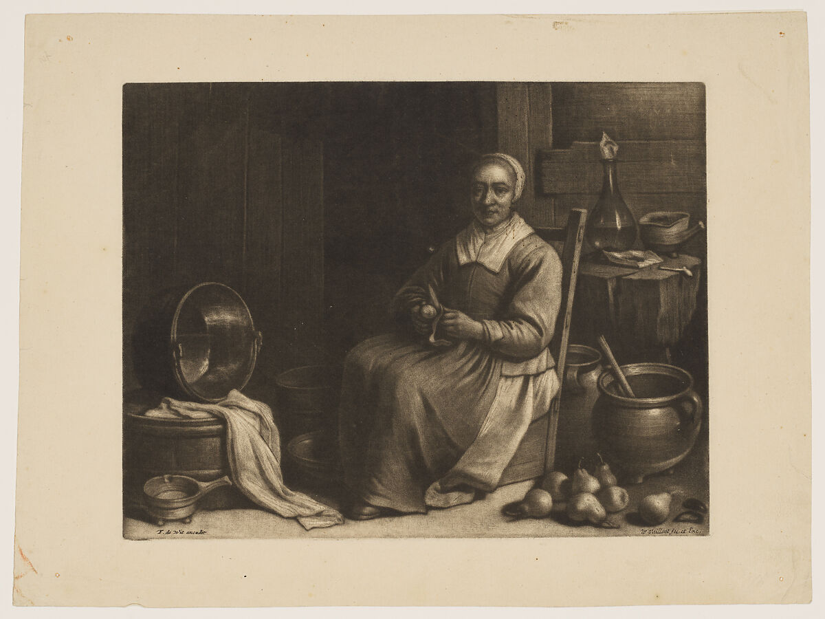 A Woman Peeling Pears, Wallerant Vaillant (Dutch, Lille 1623–1677 Amsterdam), Mezzotint; second state of two
