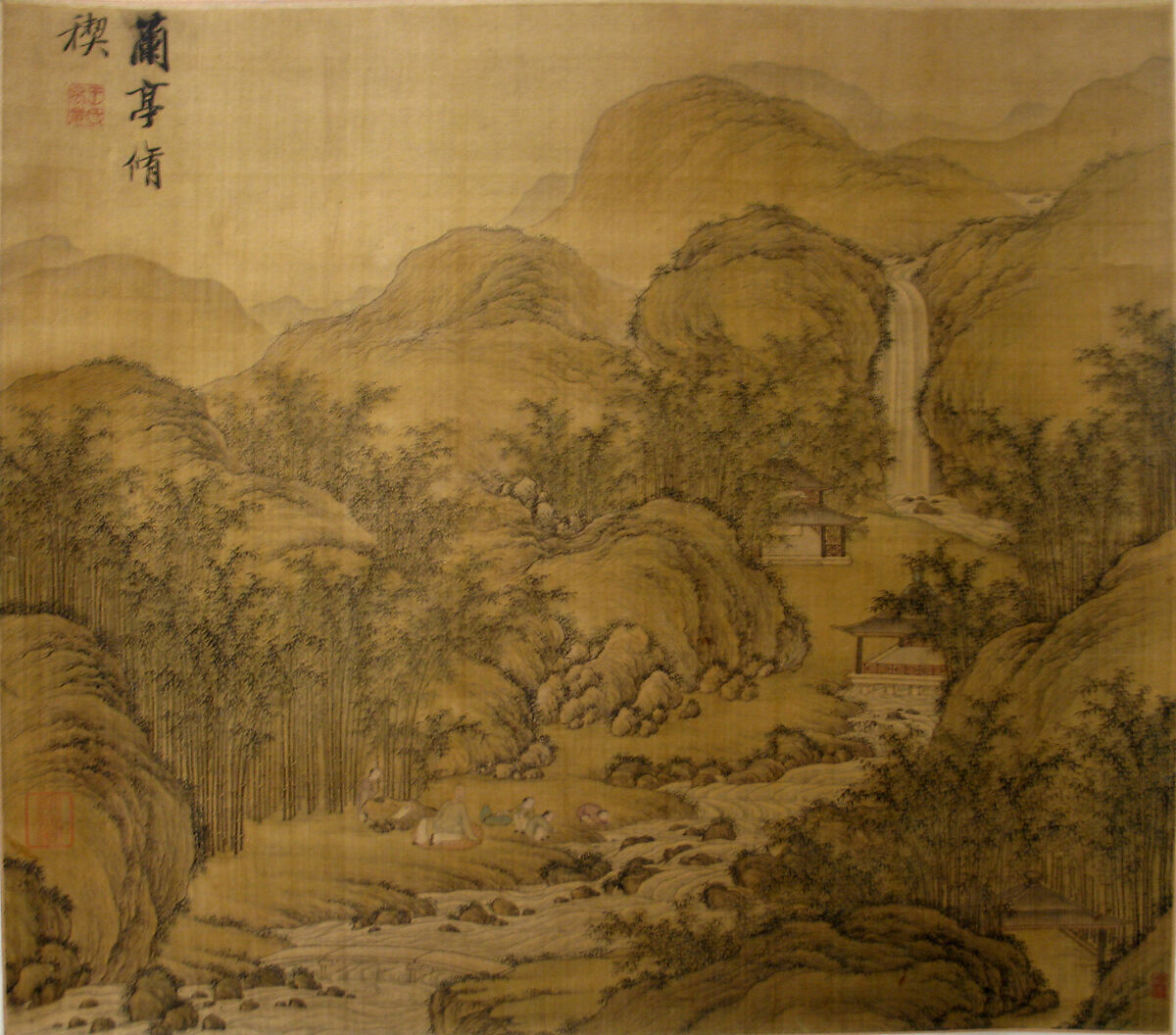 Spring Ablutions at the Orchid Pavilion, After Wang Wenzhi (Chinese, 1730–1802), Hanging scroll; ink and color on silk, China 