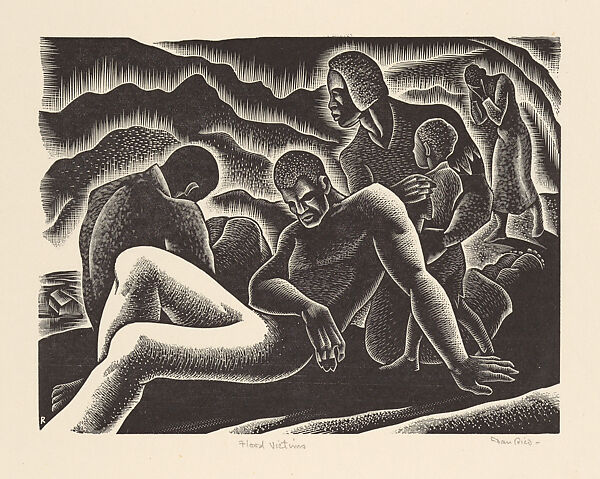 Flood Victims, Donato Rico (American, Rochester, New York 1912–1985 Hollywood, California), Wood engraving 