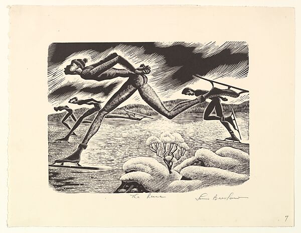 The Race, Lou Barlow (American, 1908–2011), Wood engraving 