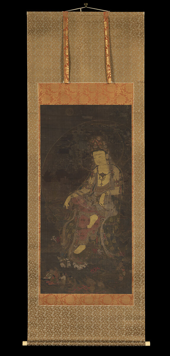 Water-moon Avalokiteshvara, Unidentified artist, Hanging scroll; ink and color on silk, Korea