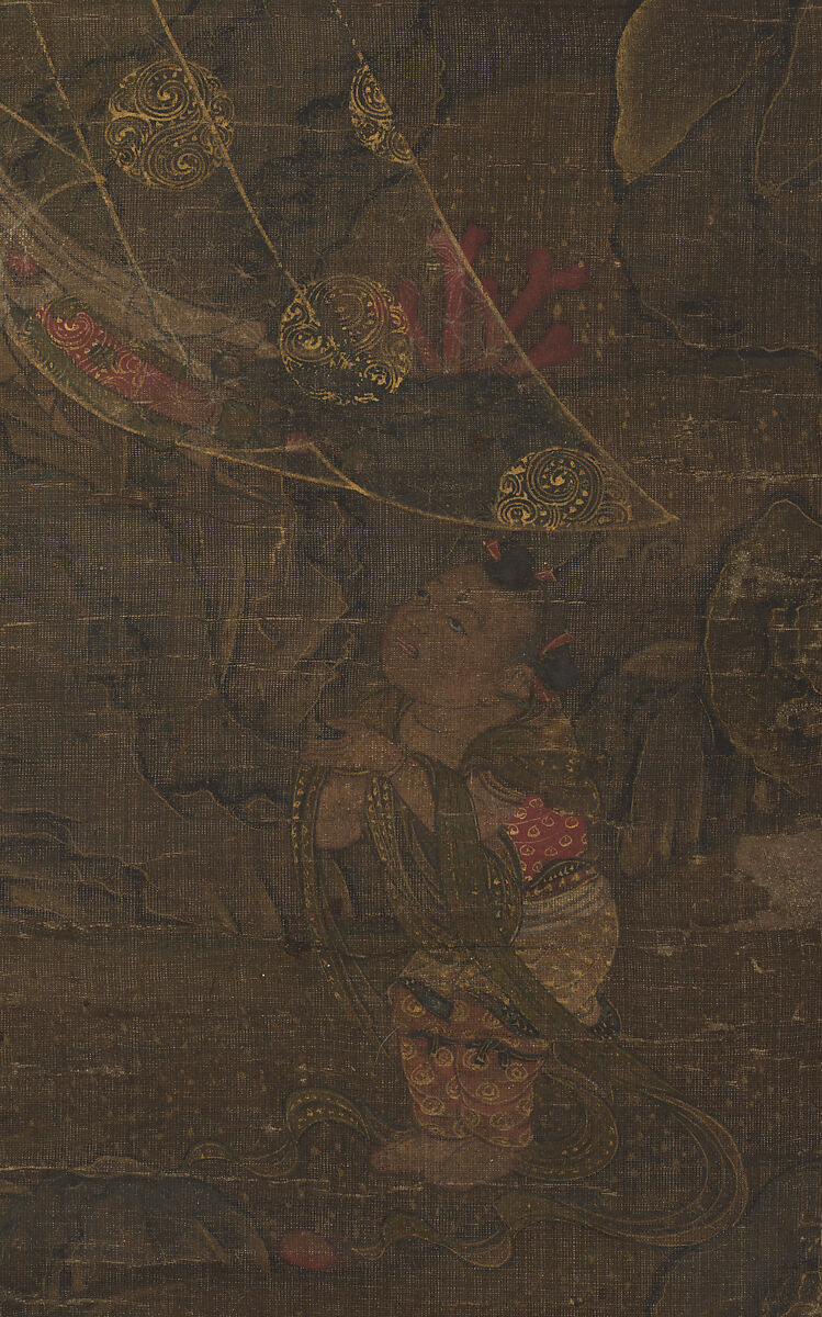 Water-moon Avalokiteshvara, Unidentified artist, Hanging scroll; ink and color on silk, Korea