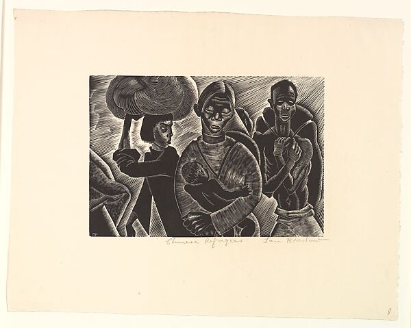 Chinese Refugees, Lou Barlow (American, 1908–2011), Wood engraving 