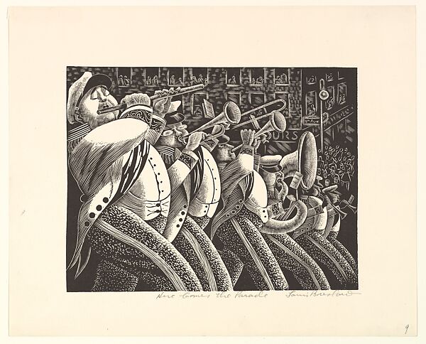 Here Comes the Parade, Lou Barlow (American, 1908–2011), Wood engraving 