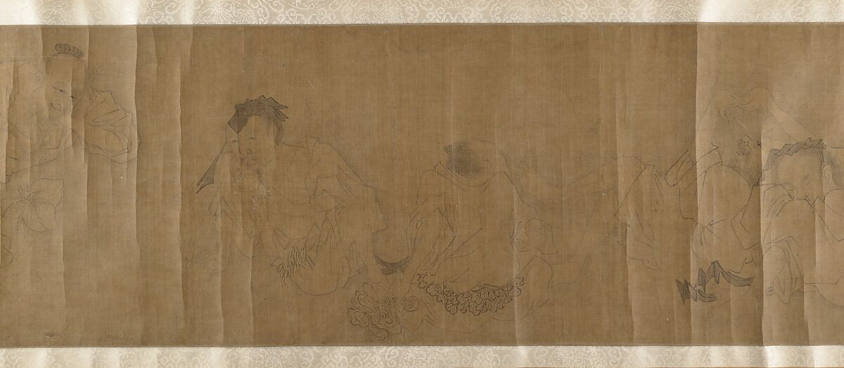 Immortals and Sages, Unidentified artist, Handscroll; ink on silk, China