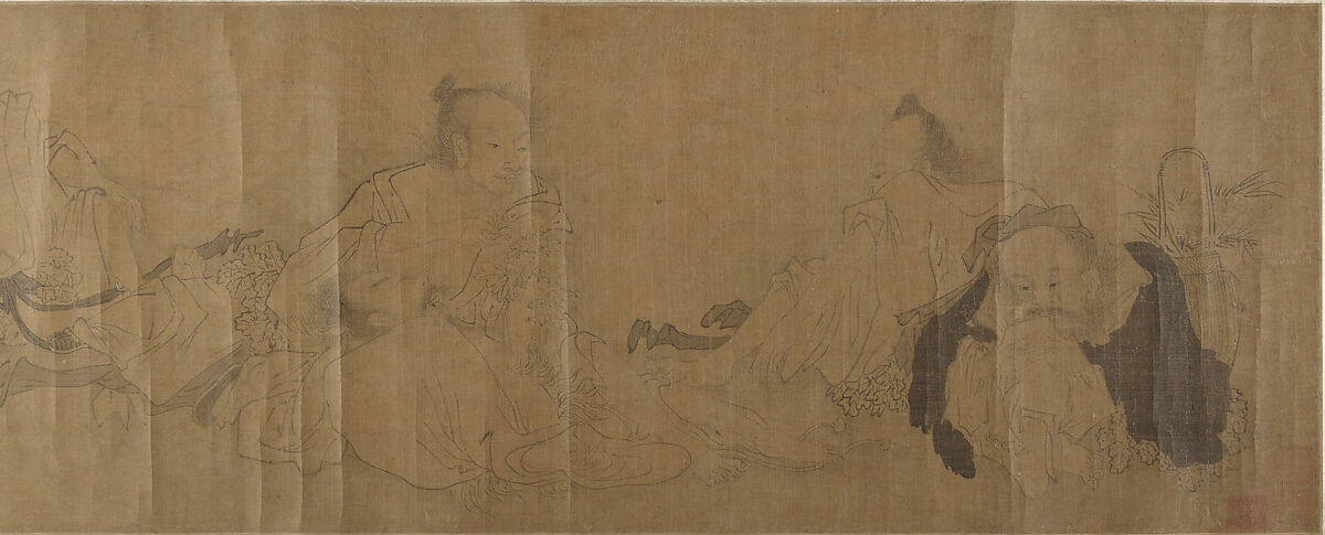 Immortals and Sages, Unidentified artist, Handscroll; ink on silk, China 