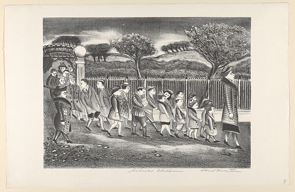 School Children, David Feinstein (American, 20th century), Lithograph 