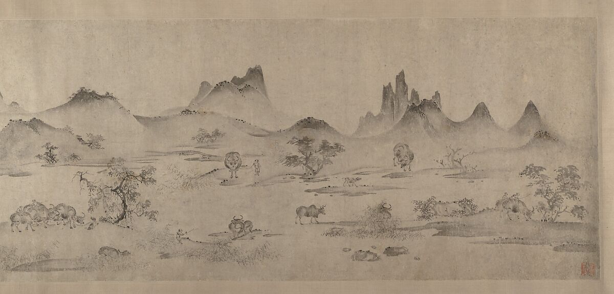 One hundred water buffalo, Unidentified artist Chinese, 13th century, Handscroll; ink on paper, China