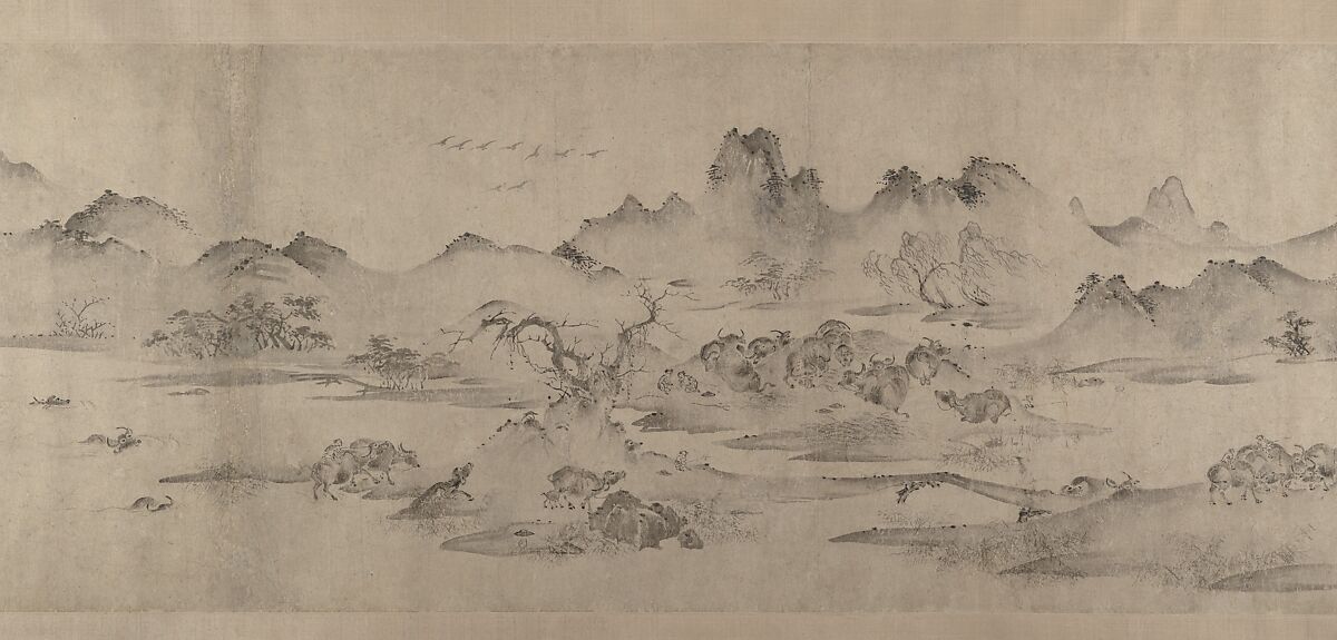 One hundred water buffalo, Unidentified artist Chinese, 13th century, Handscroll; ink on paper, China