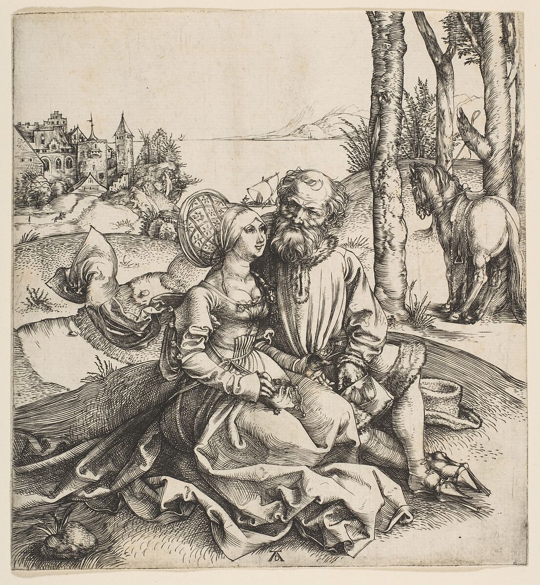 The Ill-Assorted Couple, Albrecht Dürer (German, Nuremberg 1471–1528 Nuremberg), Engraving 