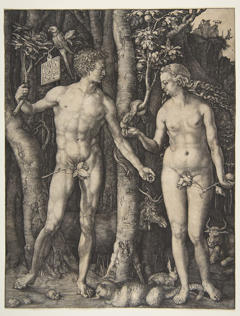 Adam and Eve, Albrecht Dürer (German, Nuremberg 1471–1528 Nuremberg), Engraving 