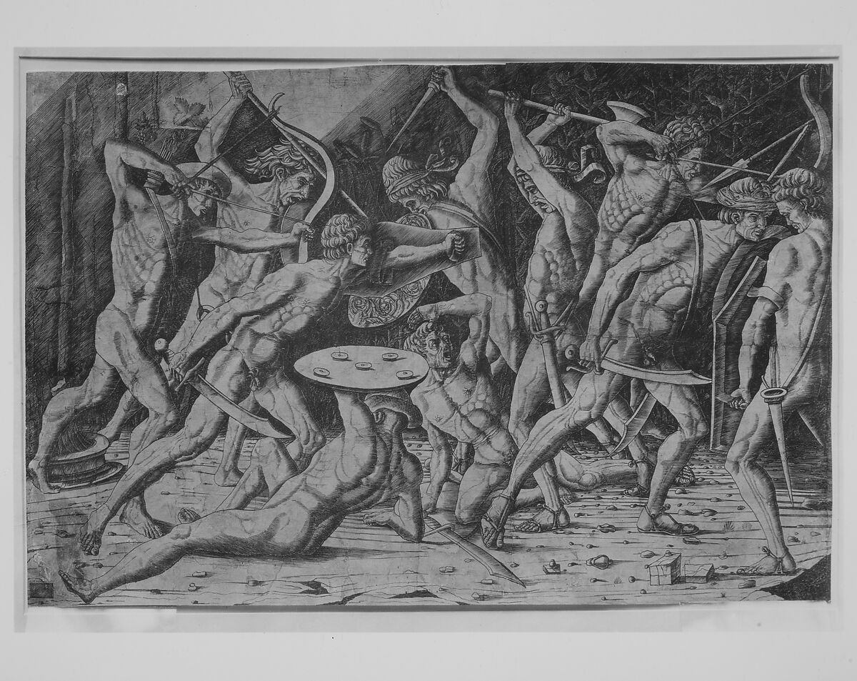 Battle of Hercules and the Giants, Anonymous, Italian, 15th century, Engraving; first state