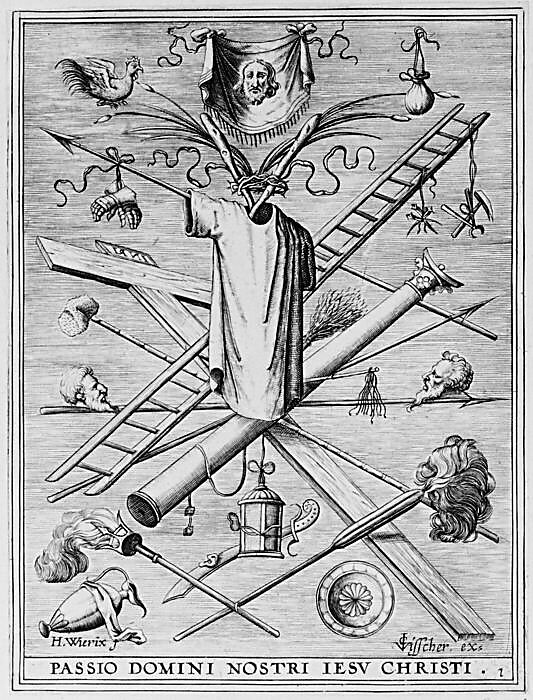 Christ's Robe Surrounded by the Instruments of the Passion, from "The Passion of Christ (Passio Domni Nostri Jesu Christi)", Hieronymus (Jerome) Wierix (Netherlandish, ca. 1553–1619 Antwerp), Engraving 