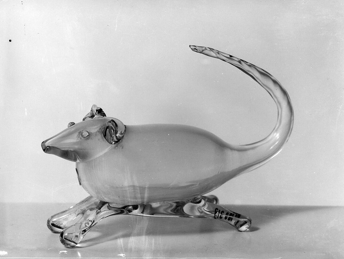 Figure of a Rat, Blown glass with applied decoration, American 