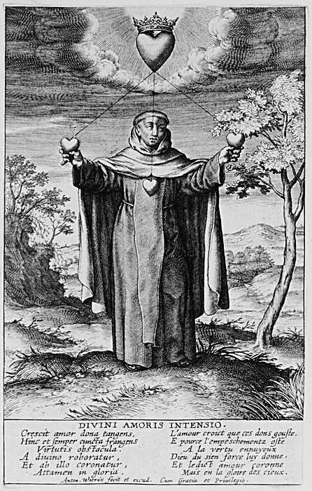 The insatiable desire for divine love (Divini amoris intensio), Antonius Wierix, II (Netherlandish, Antwerp 1555/59–1604 Antwerp), Engraving 