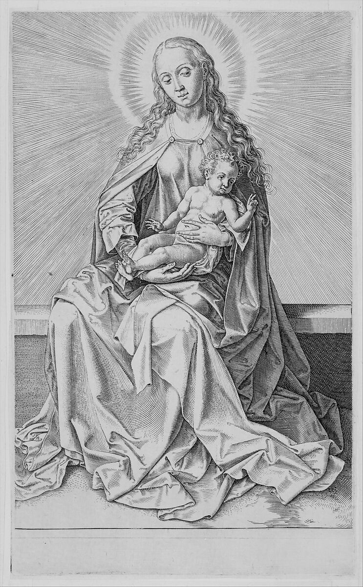 Virgin and Child, Hieronymus (Jerome) Wierix (Netherlandish, ca. 1553–1619 Antwerp), Engraving 
