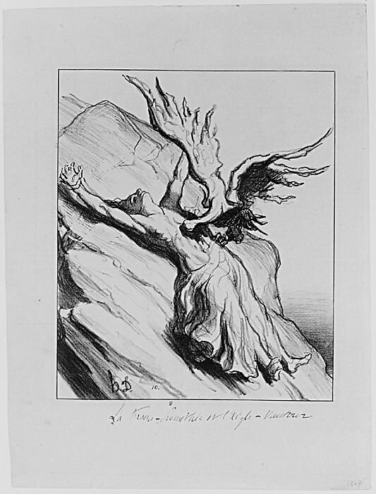 France, Prometheus and the Vulture, from "News of the day", Honoré Daumier (French, Marseilles 1808–1879 Valmondois), Lithograph on wove paper; first state of two, proof (Delteil) 