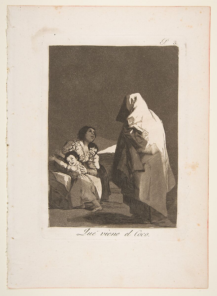 Plate 3 from "Los Caprichos": Here comes the bogey-man (Que viene el Coco), Goya (Francisco de Goya y Lucientes) (Spanish, Fuendetodos 1746–1828 Bordeaux), Etching, burnished aquatint 