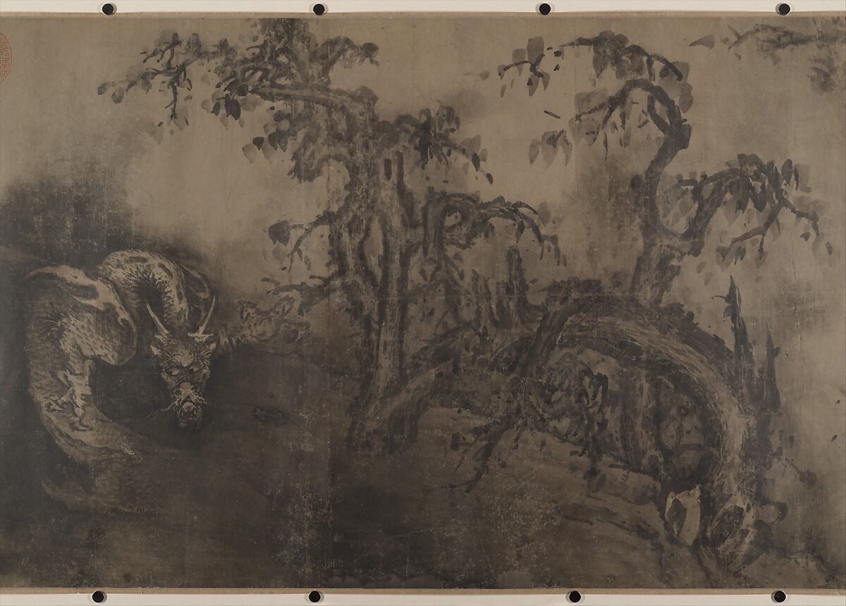 Dragon and Landscape, Unidentified artist  , 14th–15th century, Handscroll; ink on paper, China