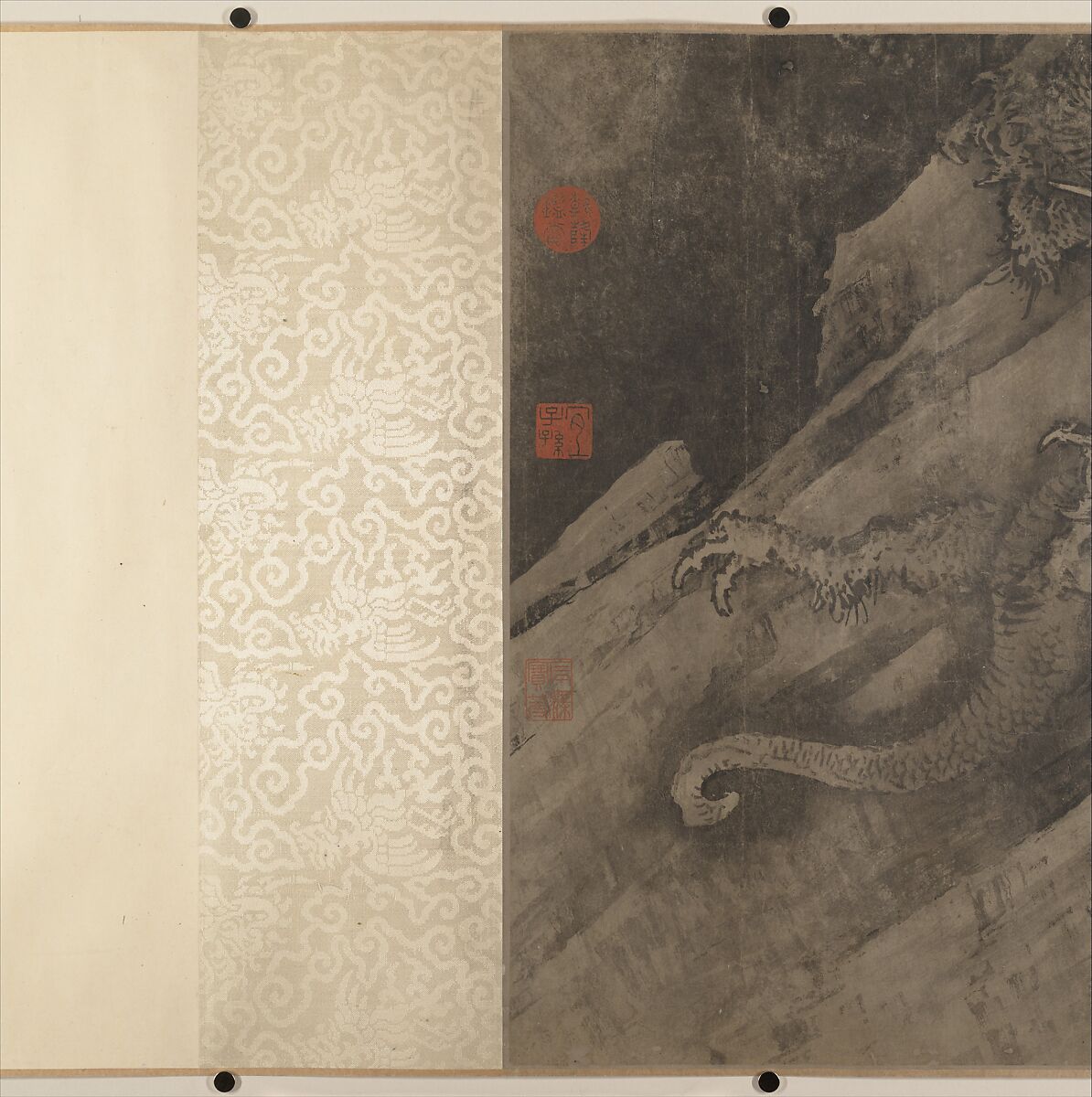 Dragon and Landscape, Unidentified artist  , 14th–15th century, Handscroll; ink on paper, China