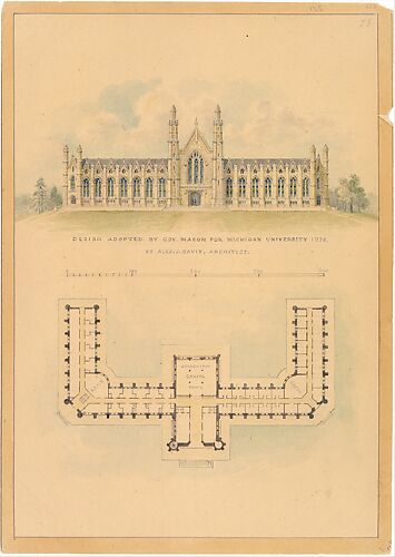 Design Adopted by Governor Mason for University of Michigan (elevation and plan)