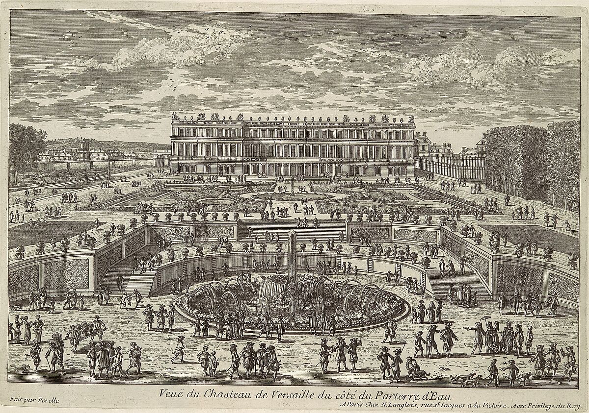 Veue du chasteau de Versailles (View of Versailles, garden facade), Adam Perelle (French, Paris 1640–1695 Paris), Etching 