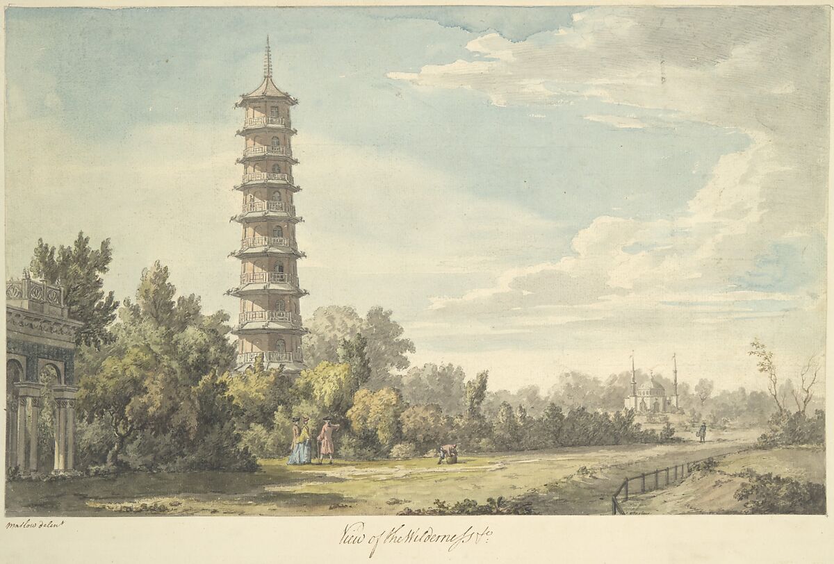 View of the Wilderness at Kew, William Marlow (British, Southwark, London 1740/41–1813 Twickenham, London), Watercolor 