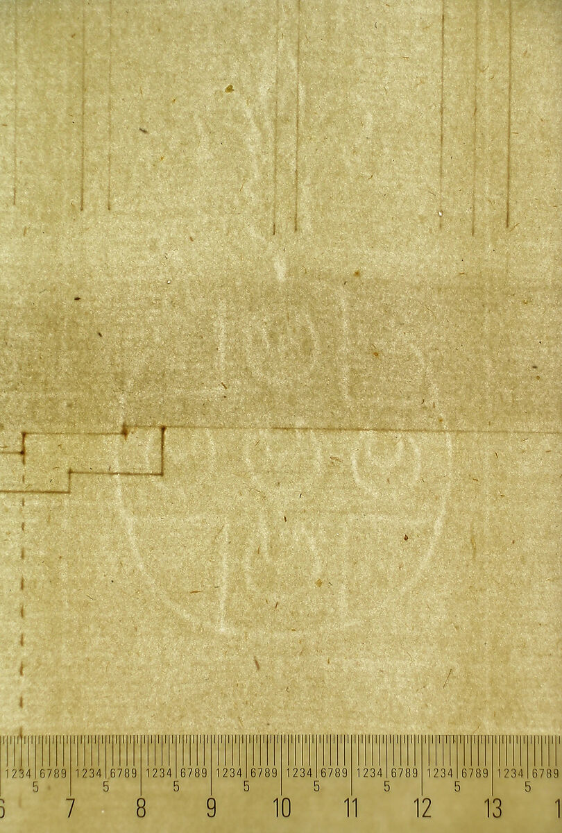 S. Maria in Domnica, portico, plan; details, profile (recto) blank (verso), Drawn by Anonymous, French, 16th century, Dark brown ink, black chalk, and incised lines