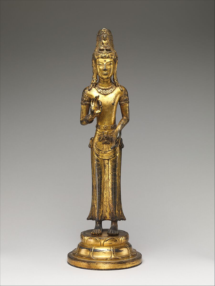 Bodhisattva Avalokiteshvara (Guanyin), Gilt arsenical bronze; lost-wax cast, China 