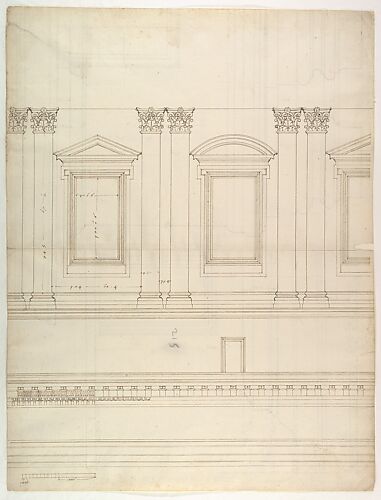 St. Peter's, drum, interior, elevation (recto) St. Peter's, drum, pedestal, section (verso)
