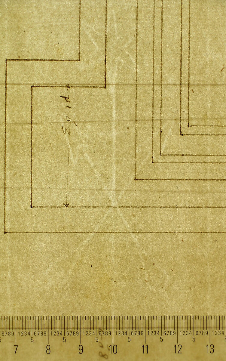 St. Peter's, drum, exterior bay, elevation with details (recto) St. Peter's, drum, section (verso), Drawn by Anonymous, French, 16th century, Dark brown ink, black chalk, and incised lines