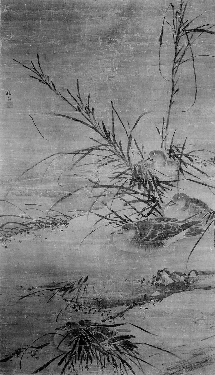 Ducks and Reeds, After Lin Liang (Chinese, ca. 1416–1480), Hanging scroll; ink and color on silk, China 