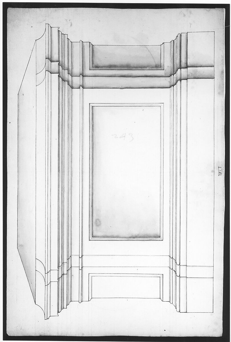 Marcus Aurelius Statue, pedestal, elevation (recto) Marcus Aurelius Statue, pedestal, plan (verso), Drawn by Anonymous, French, 16th century, Dark brown ink, black chalk, and incised lines