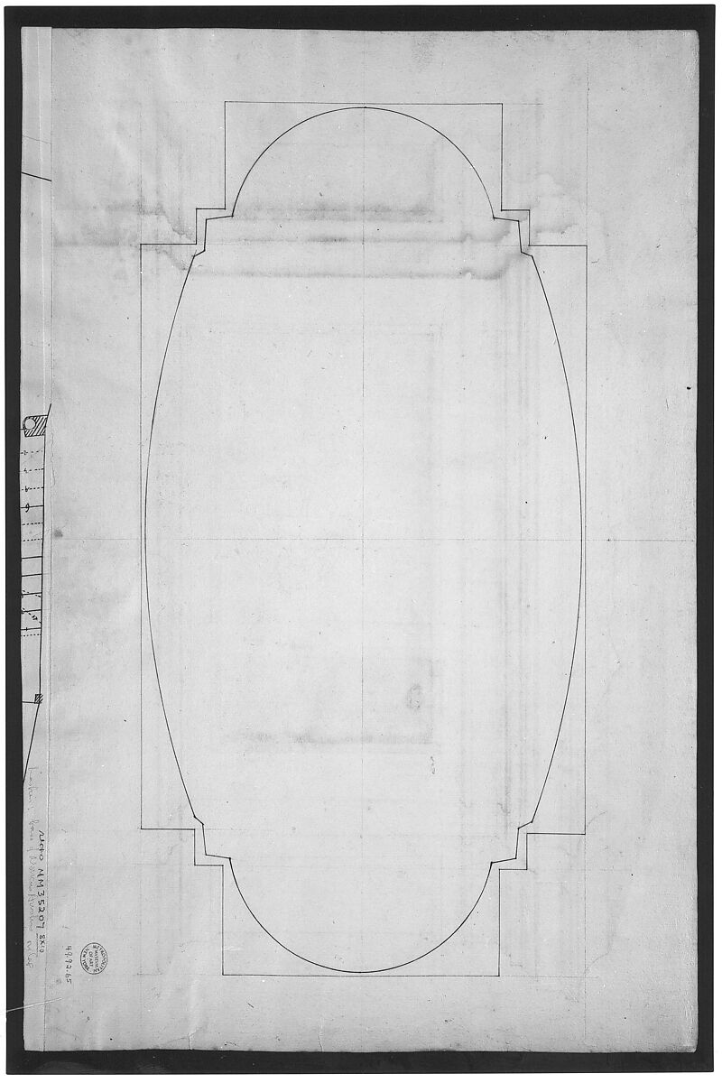 Marcus Aurelius Statue, pedestal, elevation (recto) Marcus Aurelius Statue, pedestal, plan (verso), Drawn by Anonymous, French, 16th century, Dark brown ink, black chalk, and incised lines