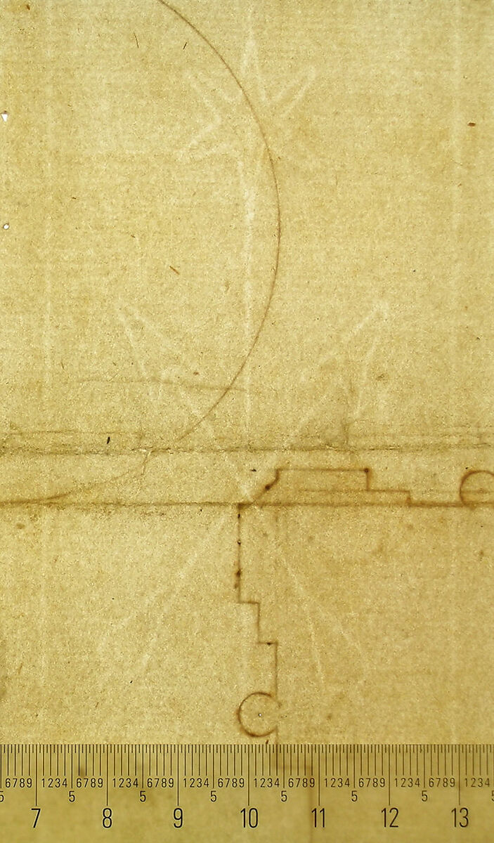 St. Peter's, plan (recto) blank (verso), Drawn by Anonymous, French, 16th century, Dark brown ink, black chalk, and incised lines