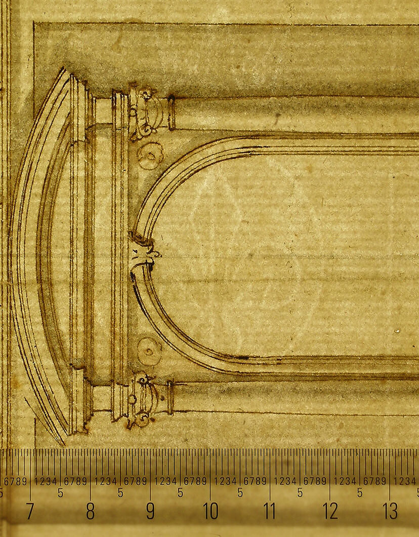 Santa Maria in Vallicella, elevation; plan (recto) blank (verso), Drawn by Anonymous, French, 16th century, Dark brown ink, black chalk, and incised lines