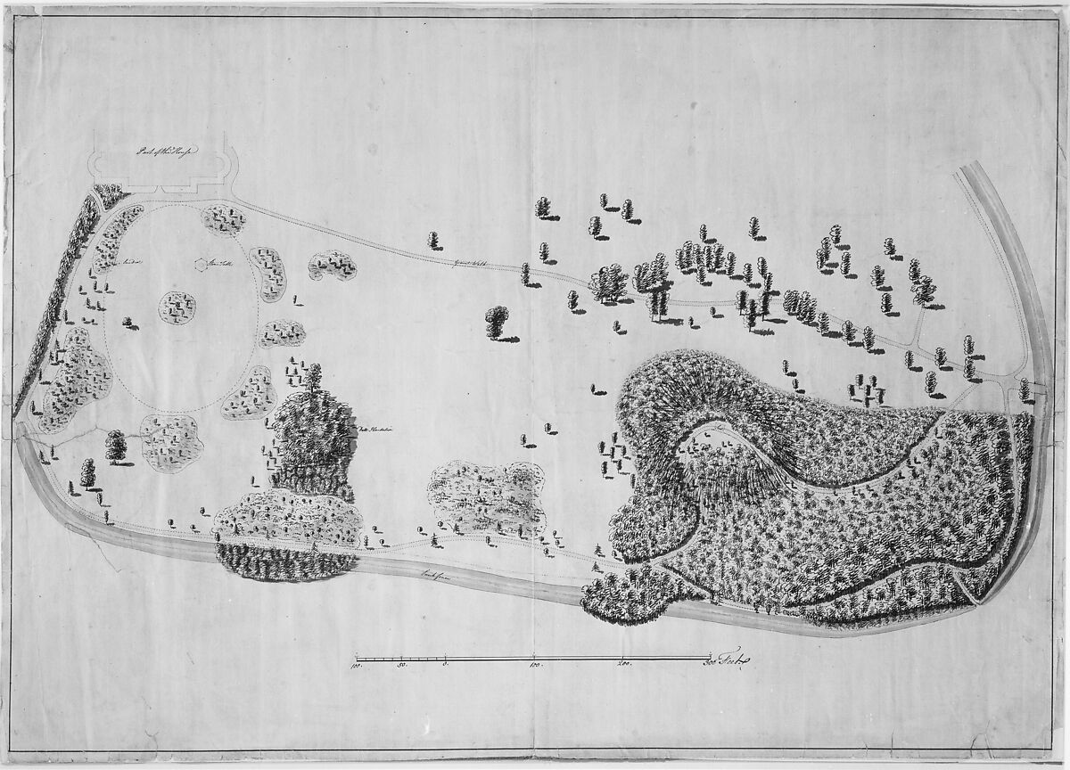 Luton Park, Bedfordshire, Plan for Planting South-East of the House, Lancelot "Capability" Brown (British, Kirkharle, Northumberland 1716–1783 London), Pen and ink, brush and wash