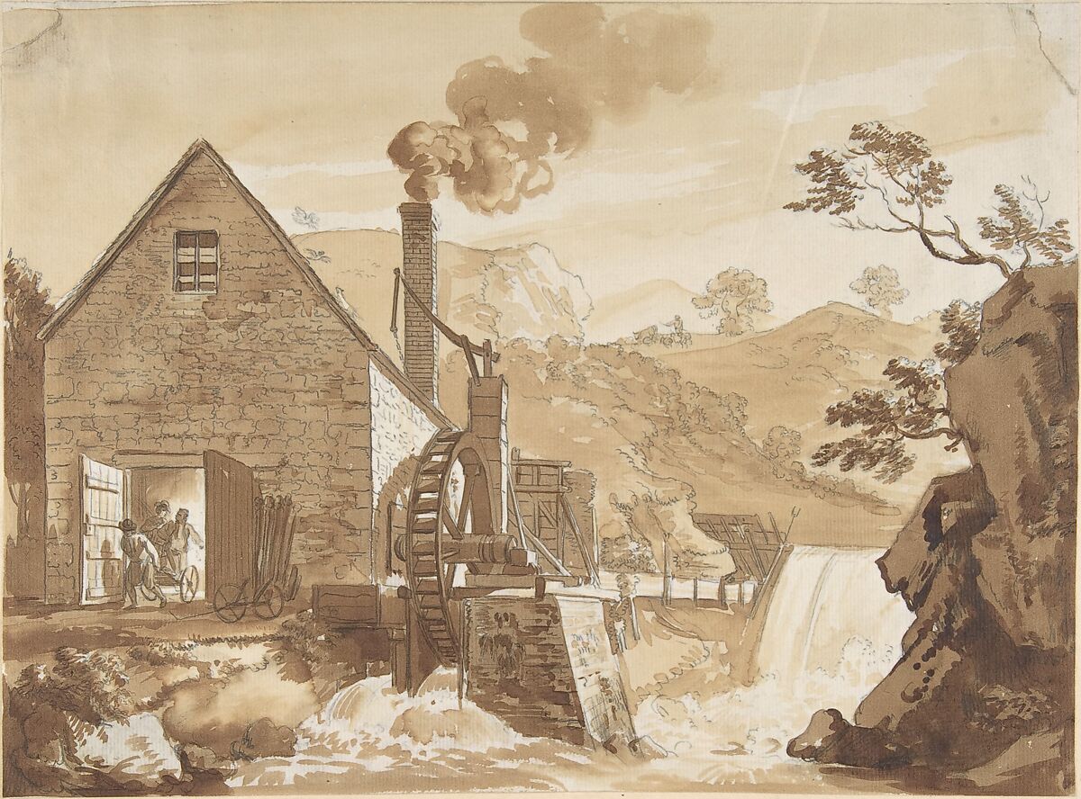 The Iron Forge between Dolgelli and Barmouth, Merioneth Shire, Paul Sandby (British, baptized Nottingham 1731–1809 London), Brush and brown wash over graphite 