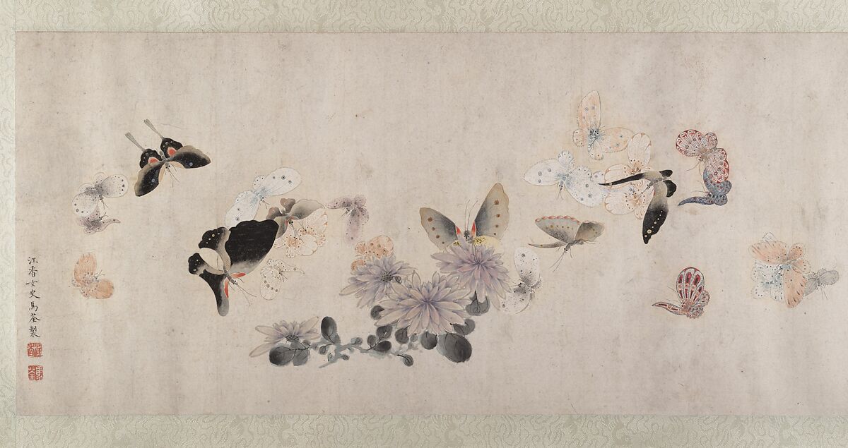 Flowers and Butterflies, Attributed to Ma Quan (active first half of 18th century), Handscroll; ink and color on paper, China