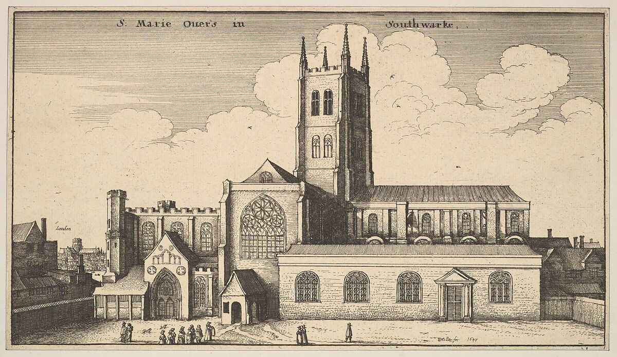 S. Marie Overs in Southwarke (St. Mary Overy, now Southwark Cathedral), Wenceslaus Hollar (Bohemian, Prague 1607–1677 London), Etching; second state of two 