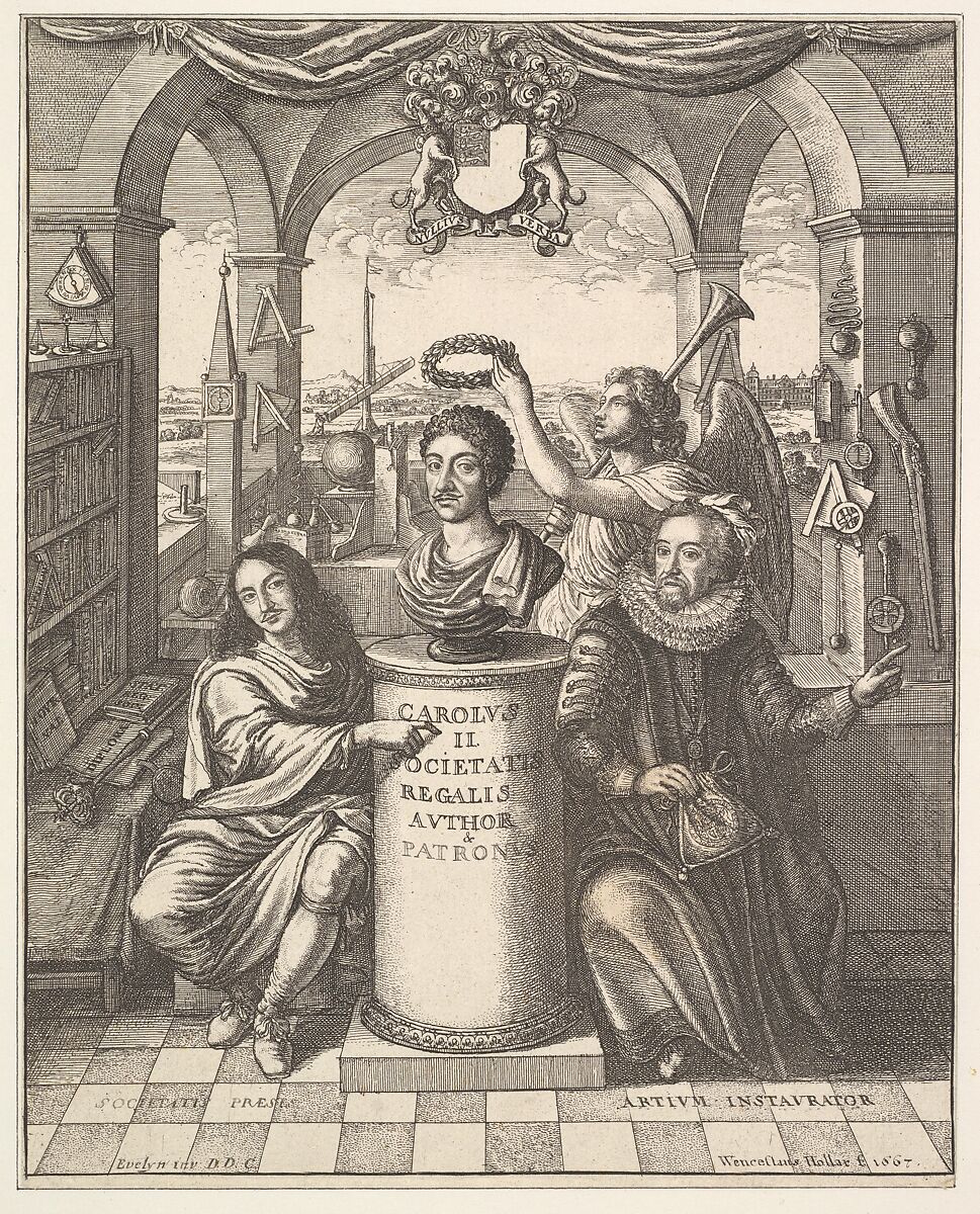 Frontispiece from Thomas Sprat's "The History of the Royal Society of London", Wenceslaus Hollar (Bohemian, Prague 1607–1677 London), Etching, only state 