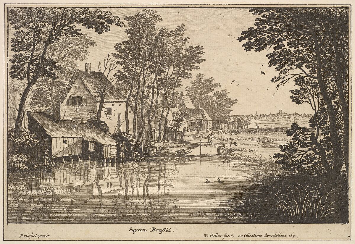 Landscape with an Angler, Wenceslaus Hollar (Bohemian, Prague 1607–1677 London), Etching; third state of three (NH) 