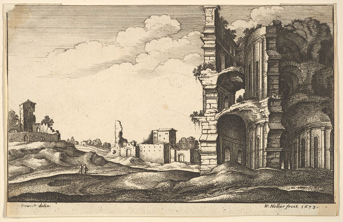 Classical Ruins, Wenceslaus Hollar (Bohemian, Prague 1607–1677 London), Etching; second state of two 