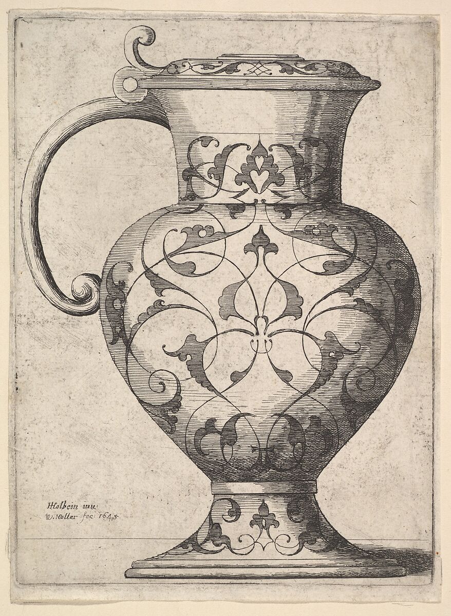 Jug decorated with arabesques, Wenceslaus Hollar (Bohemian, Prague 1607–1677 London), Etching; only state 