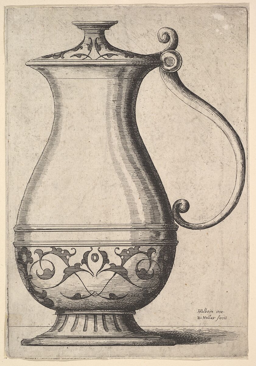 Jug with arabesques on the base, Wenceslaus Hollar (Bohemian, Prague 1607–1677 London), Etching. only state 
