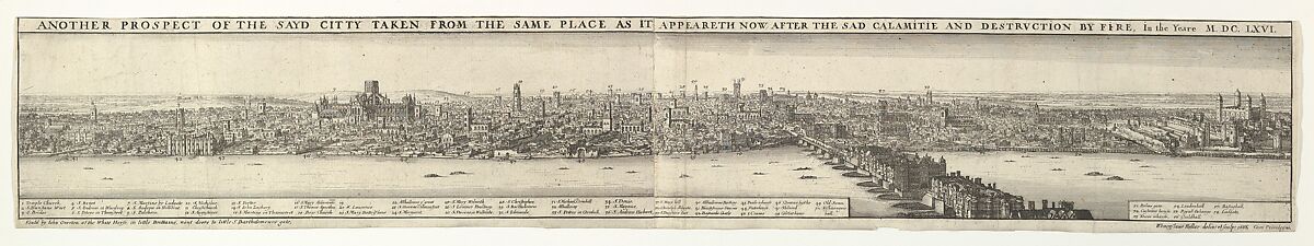 Prospects of London Before and After the Great Fire, Wenceslaus Hollar (Bohemian, Prague 1607–1677 London), Etching; second state of five 