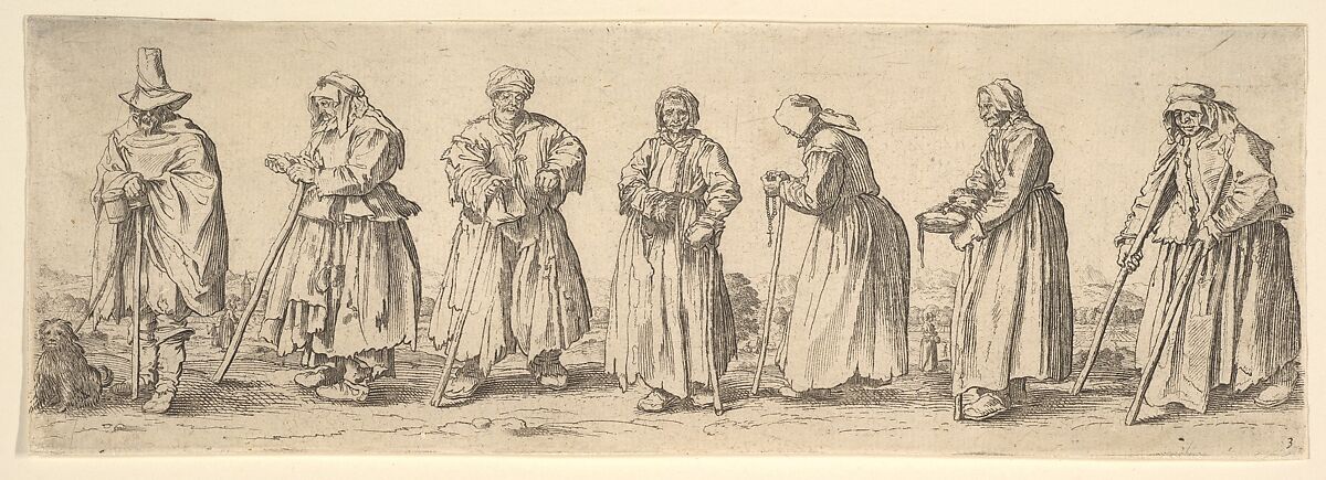 Men and women beggars, Wenceslaus Hollar (Bohemian, Prague 1607–1677 London), Etching, only state 